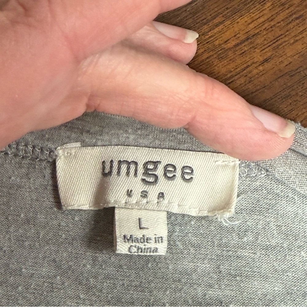 Umgee Gray V-Neck Top Denim Pocket Oversized Boho Tunic L Soft - Picture 7 of 9